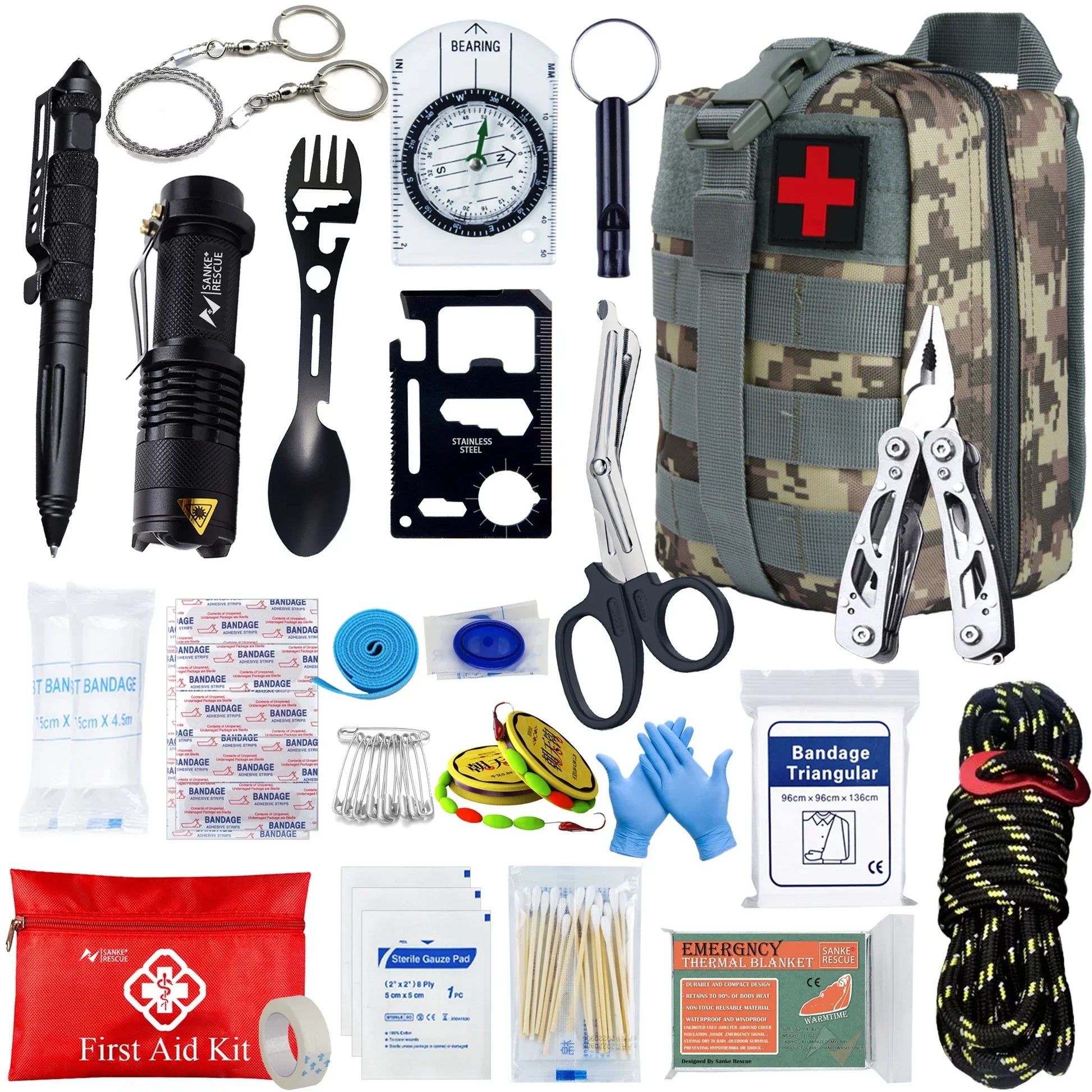 Survival First Aid Kit Survival Full Set Molle Outdoor Gear Emergency Kits Trauma Bag Camping Hiking IFAK Adventures Bag