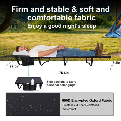Camping Cot, Ultralight Folding Backpacking Cot, Max Supports 352Lbs, Portable Camping Cots for Adults, Camping Bed for Camping,