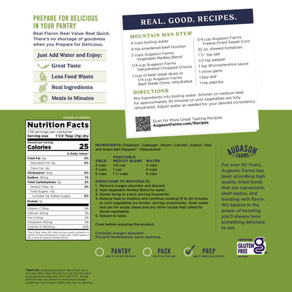 Vegetable Medley Blend 4 Gallon Pail, Bulk Food Storage, Emergency Food Supply, Everyday Meals, 778 Servings