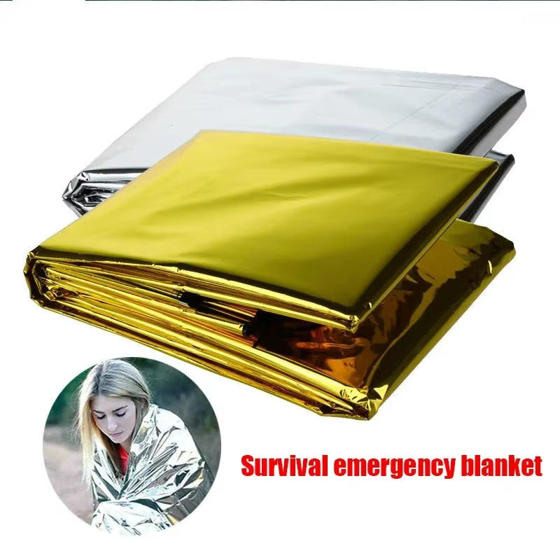 Survival Blanket Outdoor Survive Emergency Rescue First Aid Kit Windproof Waterproof Foil Thermal Blanket for Camping Hiking