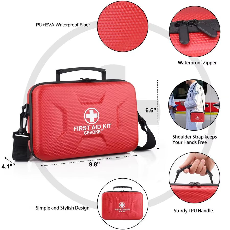 410 Piece Waterproof Hard Shell First Aid Kit for Home, Car, Travel, Camping, Truck, Hiking, Sports, Office, Vehicle Amp Outdoor