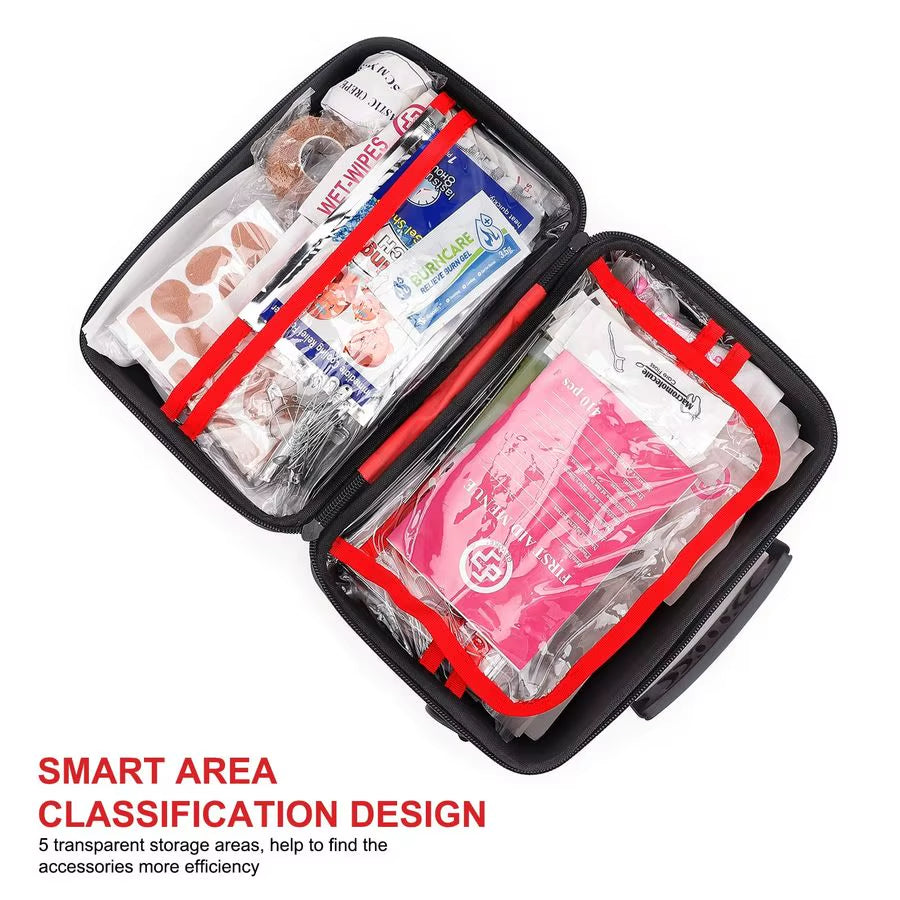410 Piece Waterproof Hard Shell First Aid Kit for Home, Car, Travel, Camping, Truck, Hiking, Sports, Office, Vehicle Amp Outdoor