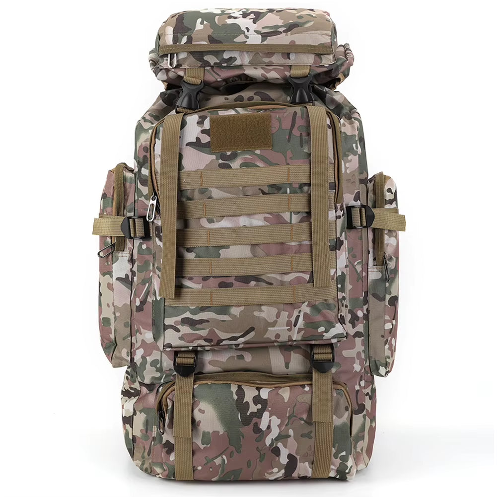 80L Tactical Bag Large Capacity Camouflage Mountaineering Backpack Waterproof Climbing Rucksack Oxford Cloth Sports Knapsack