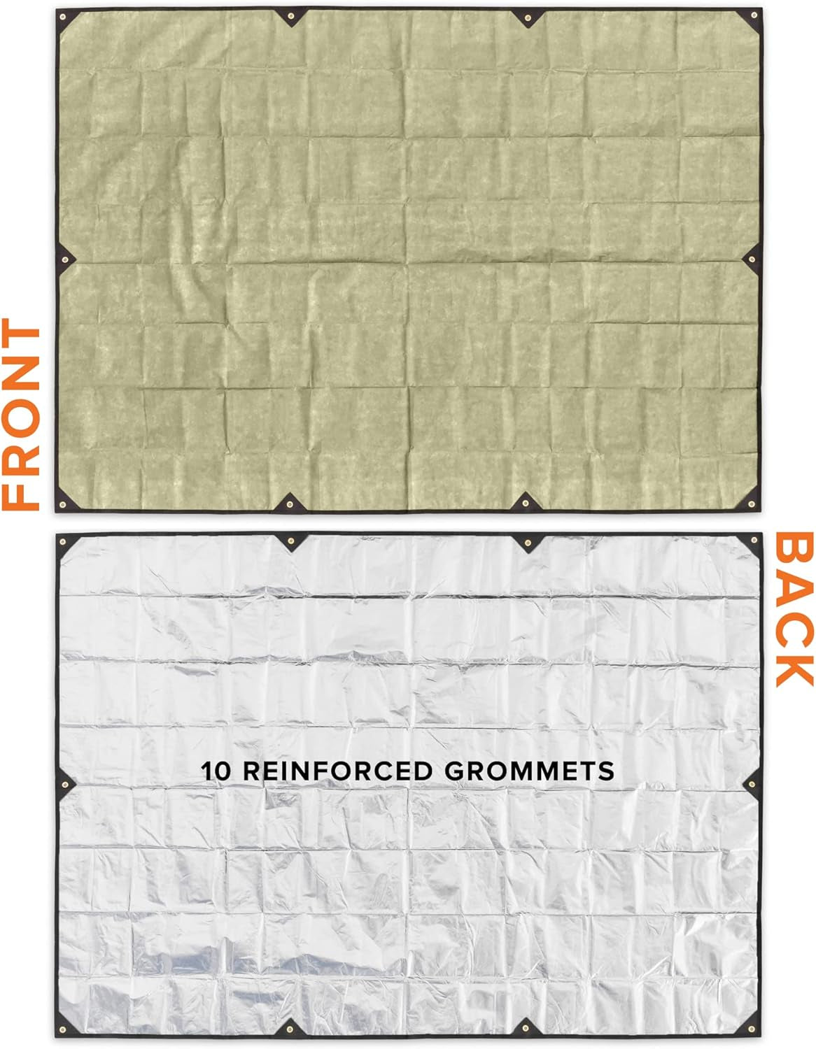 XL Survival Tarp - Insulated Reflective Thermal Camping Tarp - 8.5' X 12' (Desert Tan)