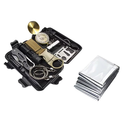13Pc Sos Emergency Survival Kit Multifunctional Outdoor Tool Set with Thermal Blanket Compass for Camping Hiking Senderismo 2026