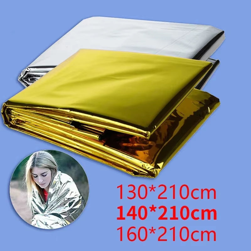 Survival Blanket Outdoor Survive Emergency Rescue First Aid Kit Windproof Waterproof Foil Thermal Blanket for Camping Hiking