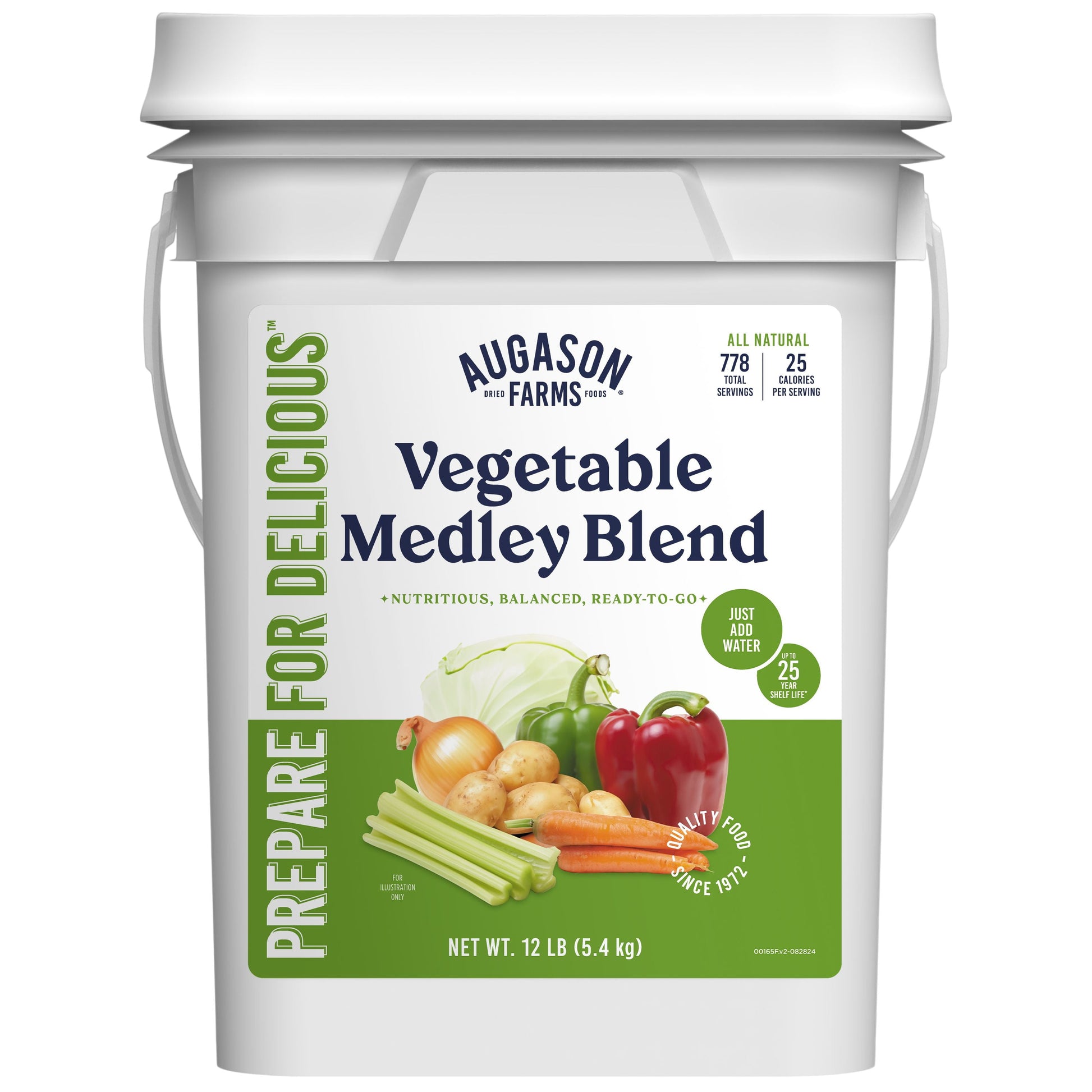 Vegetable Medley Blend 4 Gallon Pail, Bulk Food Storage, Emergency Food Supply, Everyday Meals, 778 Servings