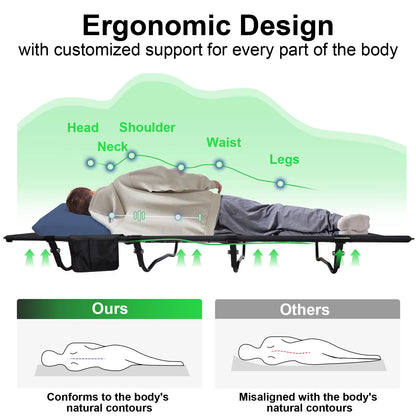 Camping Cot, Ultralight Folding Backpacking Cot, Max Supports 352Lbs, Portable Camping Cots for Adults, Camping Bed for Camping,