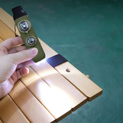 Survival Whistle 7 in 1 Outdoor Safety Gear Emergency Whistle with LED Compass Thermometer for Hiking Camping Backpacking