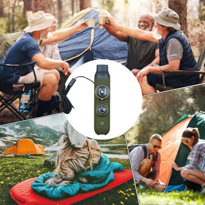 Survival Whistle 7 in 1 Outdoor Safety Gear Emergency Whistle with LED Compass Thermometer for Hiking Camping Backpacking